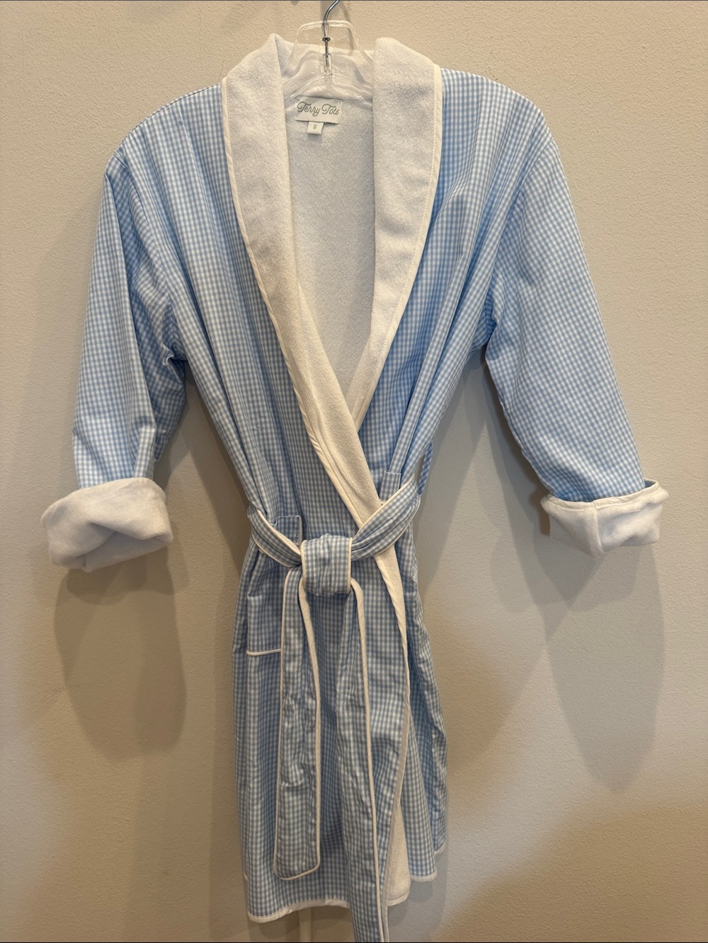 Terry Tots Blue Gingham & Cotton Terry Robe Size 6
